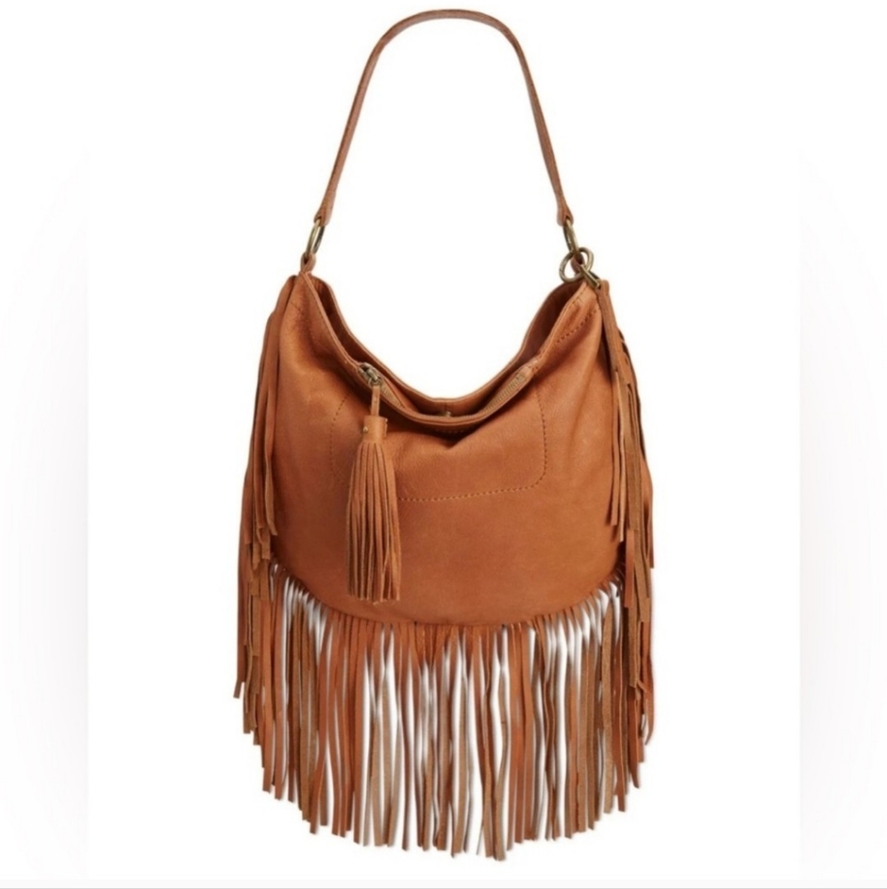 Lucky Brand Tan Hobo Bag with Fringe